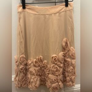 Talbots Beige Floral A-Line Skirt